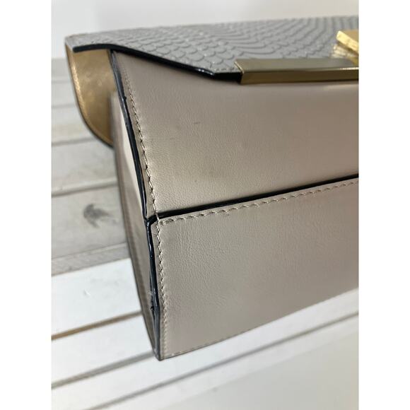 ANTONIO MELANI SILVER AND TAUPE LARGE ANIMAL PRINT HANDBAG - Picture 8 of 16